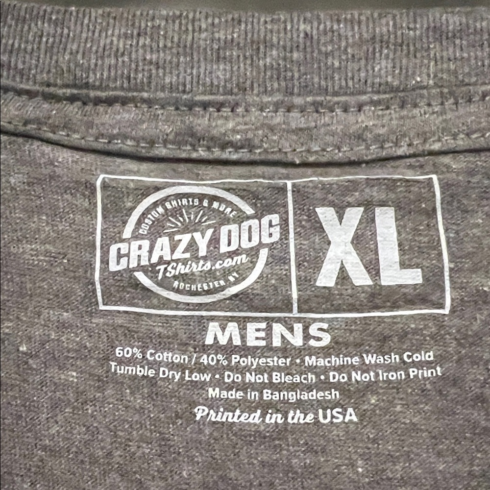 Crazy Dog Men’s Gray Graphic T-Shirt - Picture 5 of 6